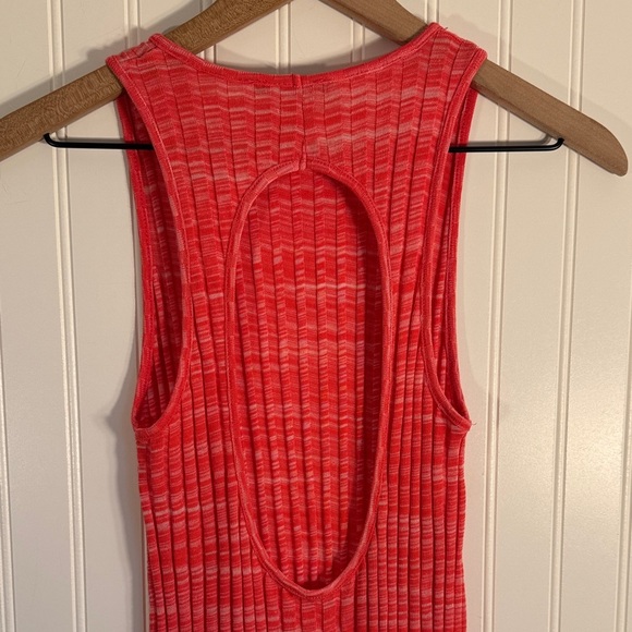 ZARA Ribbed Keyhole Midi Dress Hot Pink Bodycon Stretchy Size Small - Picture 5 of 9